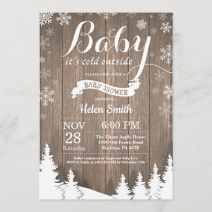 Baby zijn Koud Buiten Rustic Winter Baby shower Kaart
