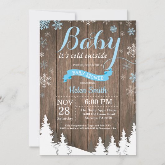 Baby zijn Koud Buiten Rustic Winter Baby shower Kaart (Voorkant)