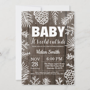 Baby zijn Koud Buiten Rustic Winter Baby shower Kaart