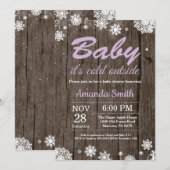 Baby zijn Koud Buiten Rustic Winter Baby shower Kaart (Voorkant / Achterkant)
