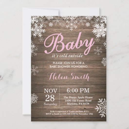 Baby zijn Koud Buiten Rustic Winter Baby shower Kaart (Voorkant)