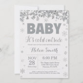 Baby zijn Koud Buiten Zilver en Grijs Baby shower Kaart (Voorkant)