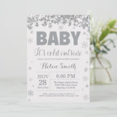 Baby zijn Koud Buiten Zilver en Grijs Baby shower Kaart (Staand voorkant)