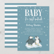 Baby zijn koude Baby shower buiten blauwe pinguïns