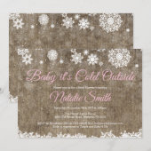 Baby zijn koude Baby shower buiten Burlap Kaart (Voorkant / Achterkant)