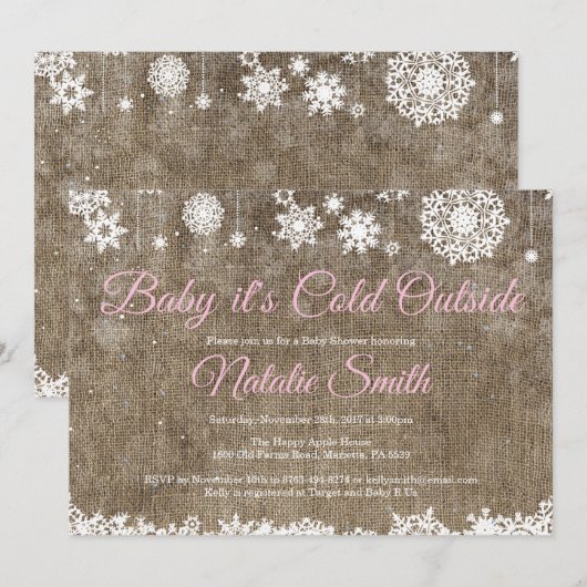 Baby zijn koude Baby shower buiten Burlap Kaart (Voorkant / Achterkant)