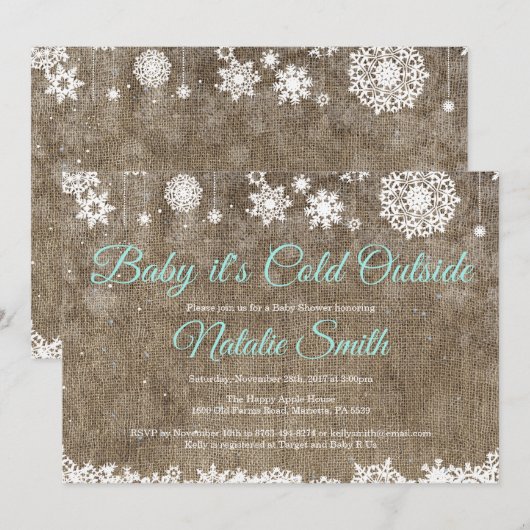 Baby zijn koude Baby shower buiten Burlap Kaart (Voorkant / Achterkant)