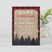 Baby zijn koude Baby shower buiten de rode plaat Kaart (Staand voorkant)