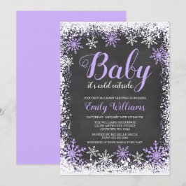 Baby zijn koude Baby shower buiten de sneeuw Paars Kaart
