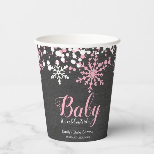 Baby zijn koude Baby shower buiten de sneeuwwinter Papieren Bekers (Achterkant)
