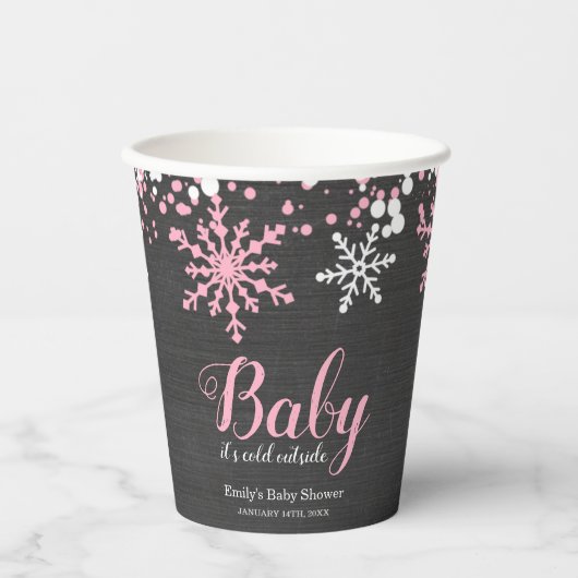 Baby zijn koude Baby shower buiten de sneeuwwinter Papieren Bekers (Voorkant)