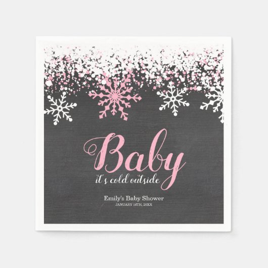 Baby zijn koude Baby shower buiten de sneeuwwinter Servet (Voorkant)