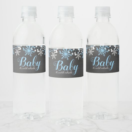 Baby zijn koude Baby shower buiten de sneeuwwinter Waterfles Etiket (Flessen)