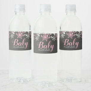 Baby zijn koude Baby shower buiten de sneeuwwinter Waterfles Etiket