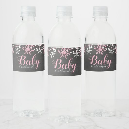 Baby zijn koude Baby shower buiten de sneeuwwinter Waterfles Etiket (Flessen)