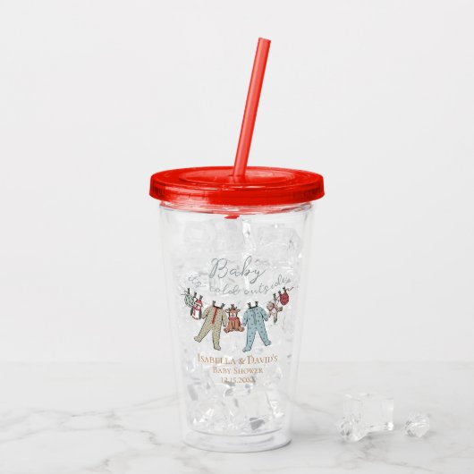 Baby zijn koude Baby shower buiten de winter Acryl Drinkbeker (Achterkant ijs)