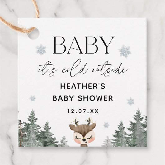 Baby zijn koude Baby shower buiten de winter Bedankjes Labels (Voorkant)