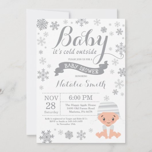 Baby zijn koude Baby shower buiten de winter Kaart (Voorkant)