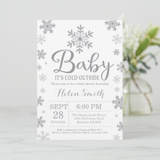 Baby zijn koude Baby shower buiten de winter Kaart (Staand voorkant)