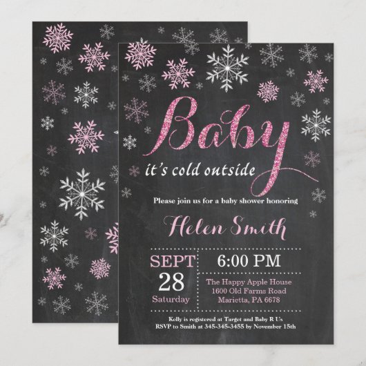 Baby zijn koude Baby shower buiten de winter Kaart (Voorkant / Achterkant)