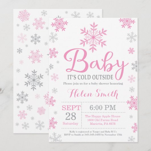 Baby zijn koude Baby shower buiten de winter Kaart (Voorkant / Achterkant)