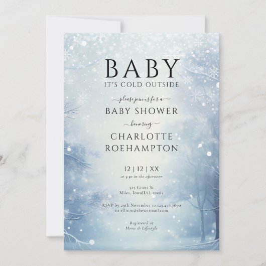 Baby zijn koude Baby shower buiten de winter Kaart (Voorkant)
