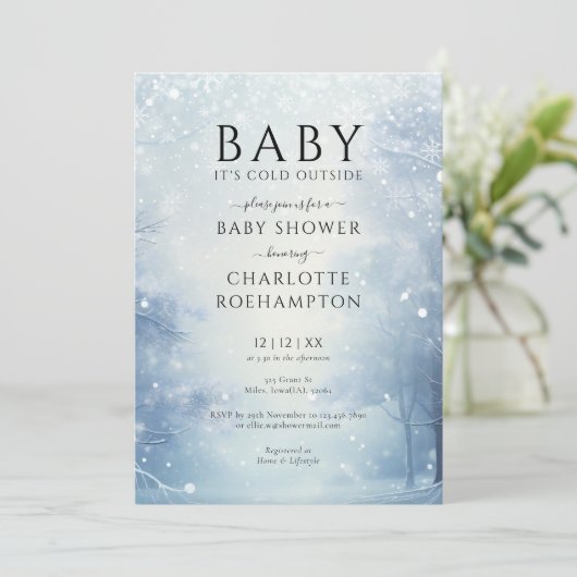 Baby zijn koude Baby shower buiten de winter Kaart (Staand voorkant)