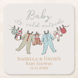 Baby zijn koude Baby shower buiten de winter Kartonnen Onderzetters