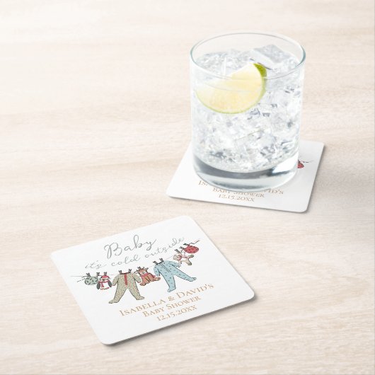 Baby zijn koude Baby shower buiten de winter Kartonnen Onderzetters (Insitu)