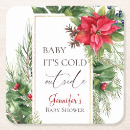 Baby zijn koude Baby shower buiten de winter Kartonnen Onderzetters