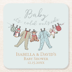 Baby zijn koude Baby shower buiten de winter Kartonnen Onderzetters