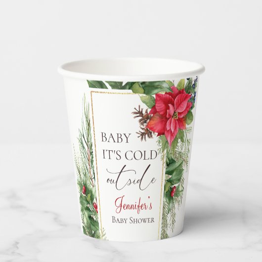 Baby zijn koude Baby shower buiten de winter Papieren Bekers (Achterkant)