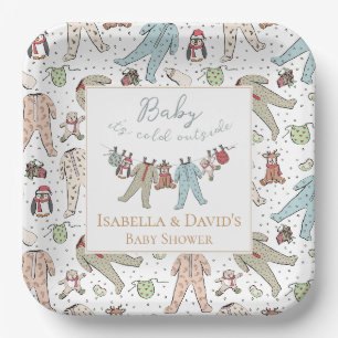Baby zijn koude Baby shower buiten de winter Papieren Bordje