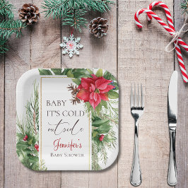 Baby zijn koude Baby shower buiten de winter Papieren Bordje