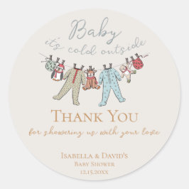 Baby zijn koude Baby shower buiten de winter Ronde Sticker