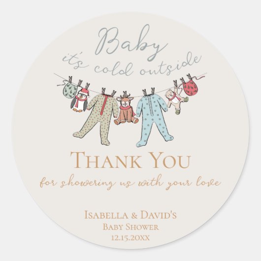 Baby zijn koude Baby shower buiten de winter Ronde Sticker (Voorkant)