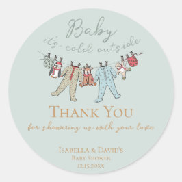 Baby zijn koude Baby shower buiten de winter Ronde Sticker