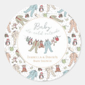 Baby zijn koude Baby shower buiten de winter Ronde Sticker (Voorkant)