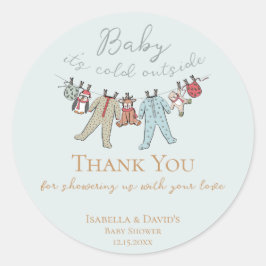 Baby zijn koude Baby shower buiten de winter Ronde Sticker
