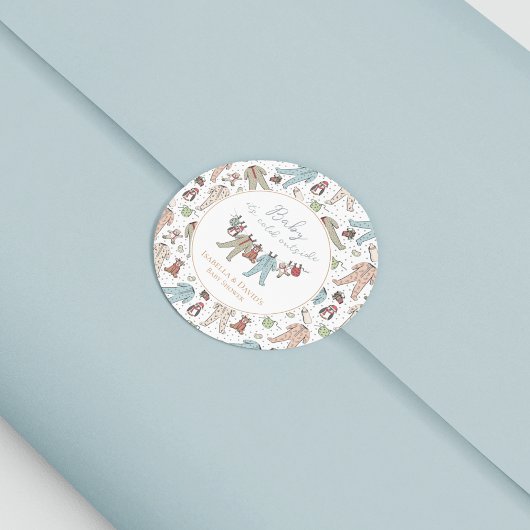 Baby zijn koude Baby shower buiten de winter Ronde Sticker