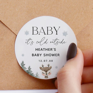 Baby zijn koude Baby shower buiten de winter Ronde Sticker