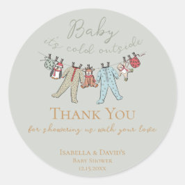 Baby zijn koude Baby shower buiten de winter Ronde Sticker