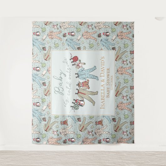 Baby zijn koude Baby shower buiten de winter Wandkleed (Voorkant)