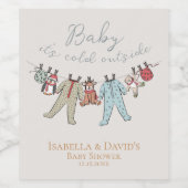 Baby zijn koude Baby shower buiten de winter Wijn Etiket (Enkel label)