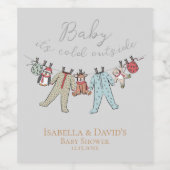 Baby zijn koude Baby shower buiten de winter Wijn Etiket (Enkel label)