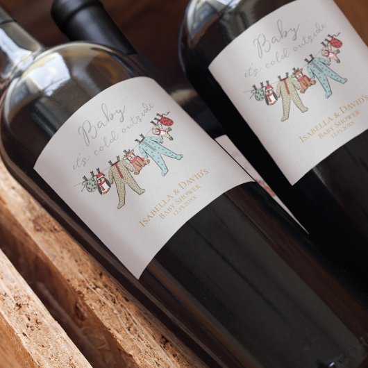 Baby zijn koude Baby shower buiten de winter Wijn Etiket