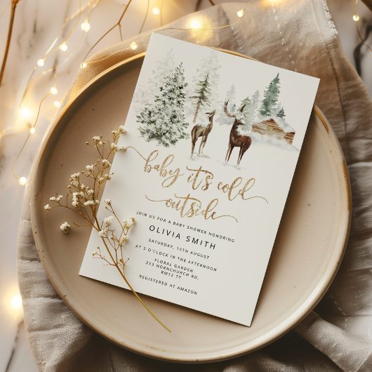 Baby zijn koude baby shower buiten herten kaart