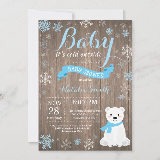 Baby zijn koude Baby shower buiten het Rustic Wint Kaart (Voorkant)