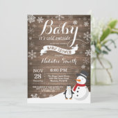 Baby zijn koude Baby shower buiten het Rustic Wint Kaart (Staand voorkant)