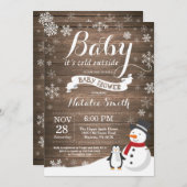 Baby zijn koude Baby shower buiten het Rustic Wint Kaart (Voorkant / Achterkant)